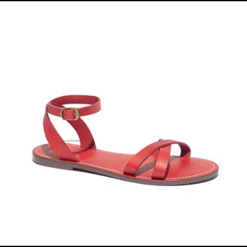 Madewell Boardwalk Red Leather Sandals